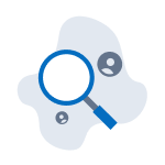 No results found - magnifying glass with people icons